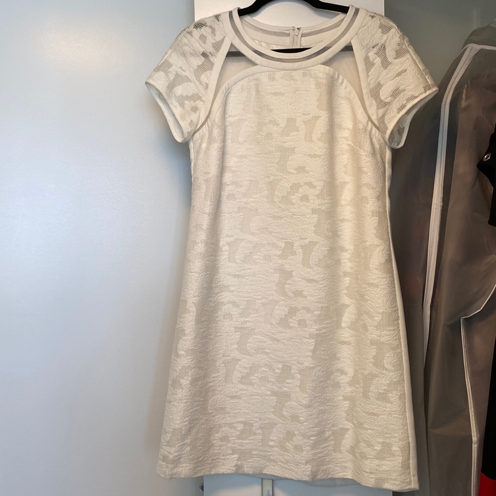 Gianni Binni | Size 8 | Womens White Cap Sleeve Dress Lace Bridal Shower Wedding
